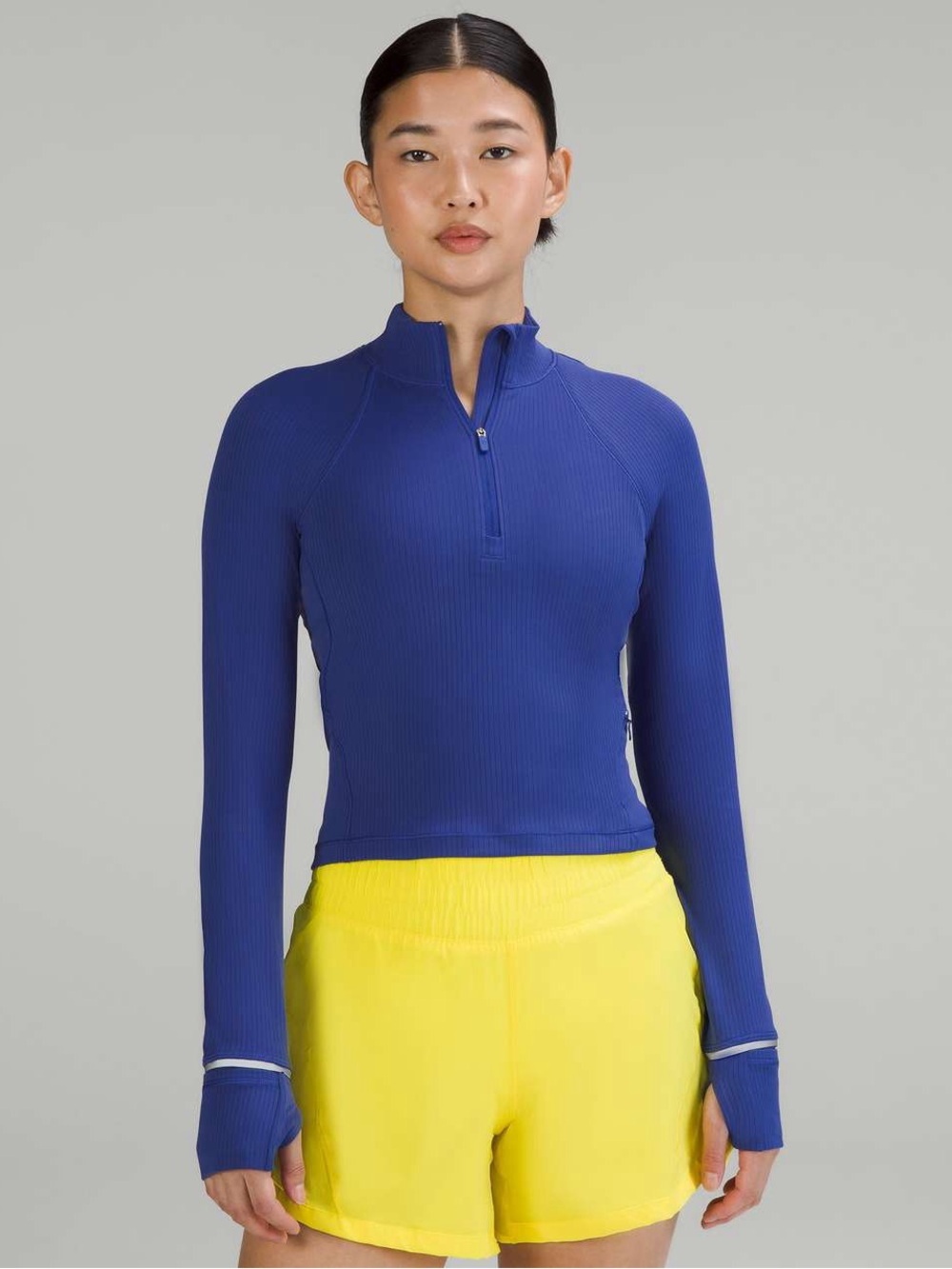Lululemon It’s Rulu Run Ribbed Cropped Half Zip Psychic Size 8